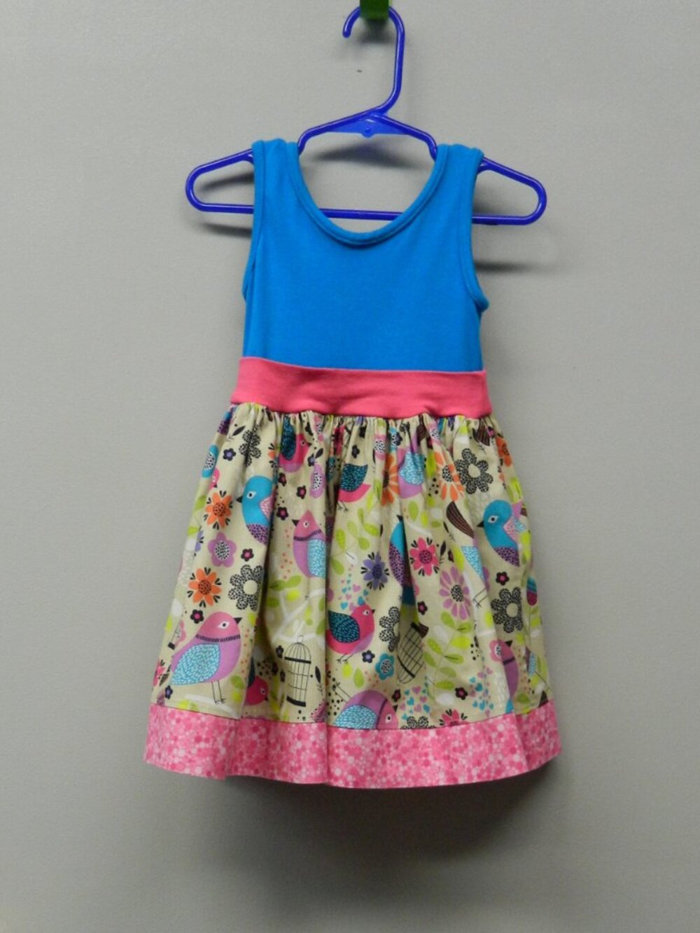 Girls size 2T Dress Birds Flowers Birdcage K Pea